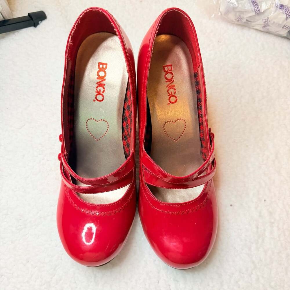 Bongo Red Patent Leather Mary Jane Heels